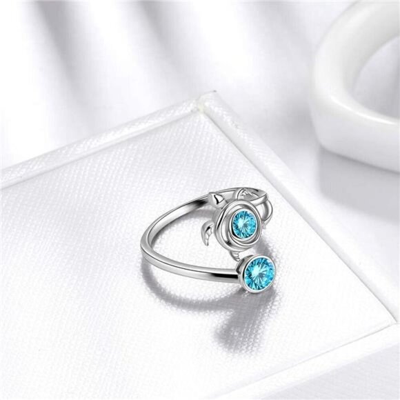 Adjustable Spiral Turtle Ring Aurora Tears Turtle Celtic 925 Sterling Silver - Picture 3 of 8